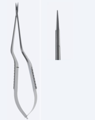 Ножиці, хірургічні, мікро, байонетної форми, прямі, гострокінцеві, загальна довжина 160 мм, 6 1/4"